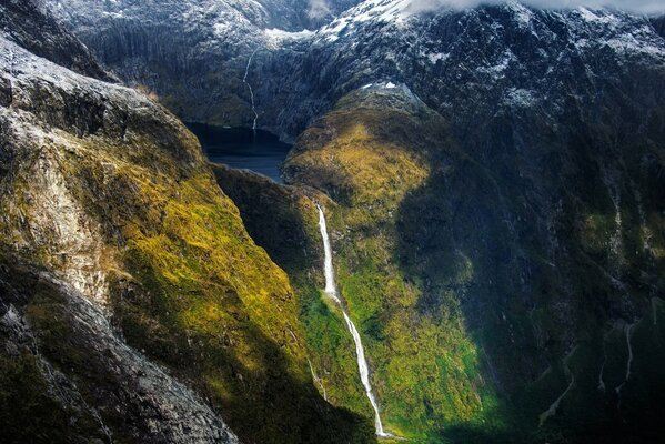 Beautiful waterfalls in the mountains