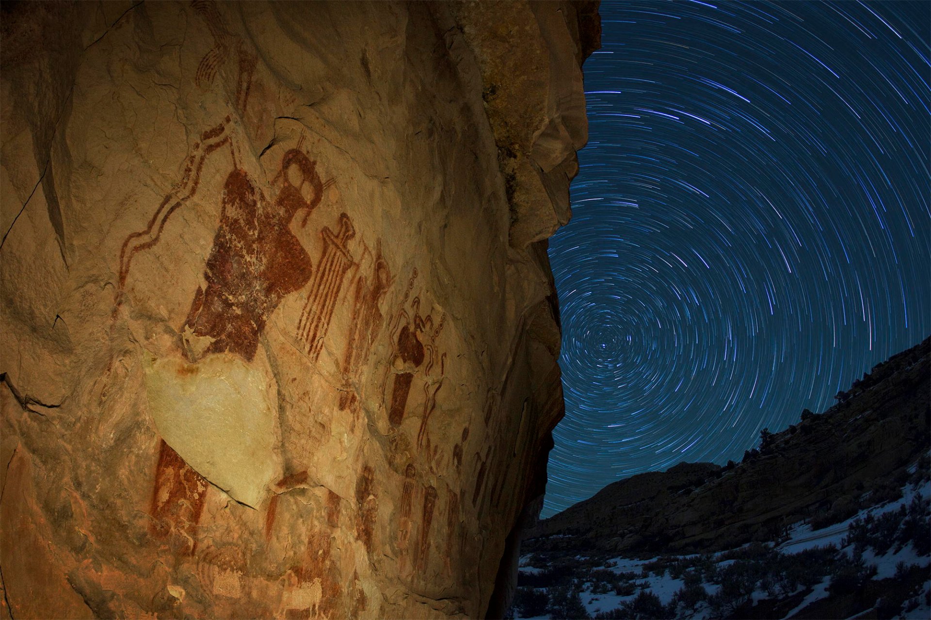 usa bundesstaat utah sego canyon petroglyphen felsbilder 8000 jahre alt kann größer sein nacht sterne kreislauf