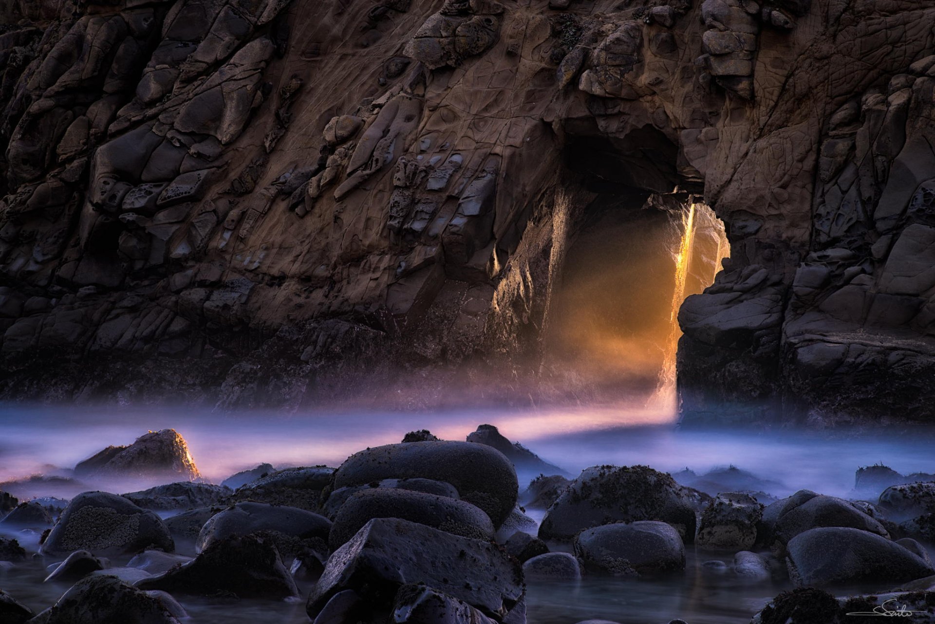 plaża pfeiffer big sur kalifornia pacyfik zachód słońca skała ocean skały