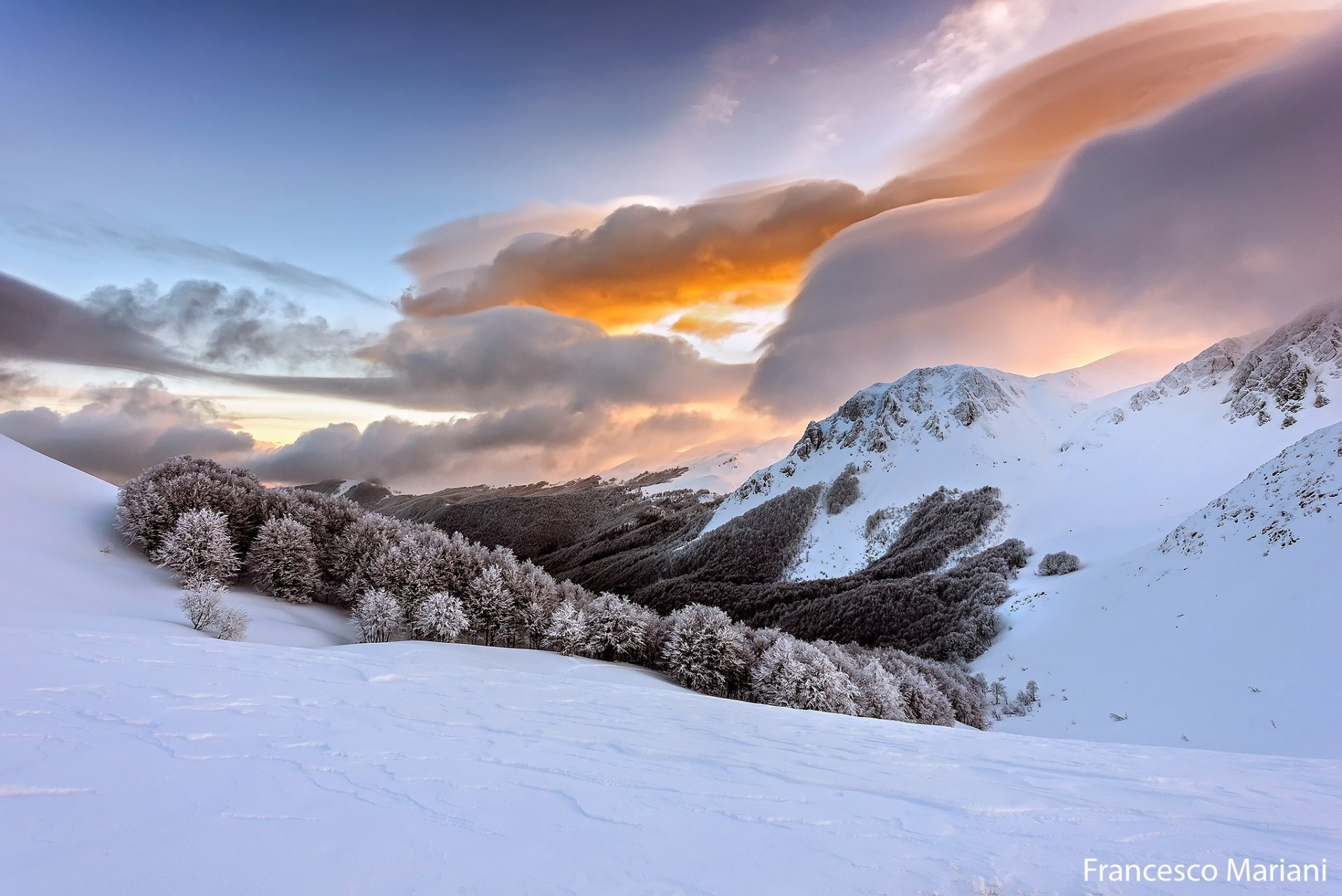 italien apennin-gebirge winter schnee himmel wolken