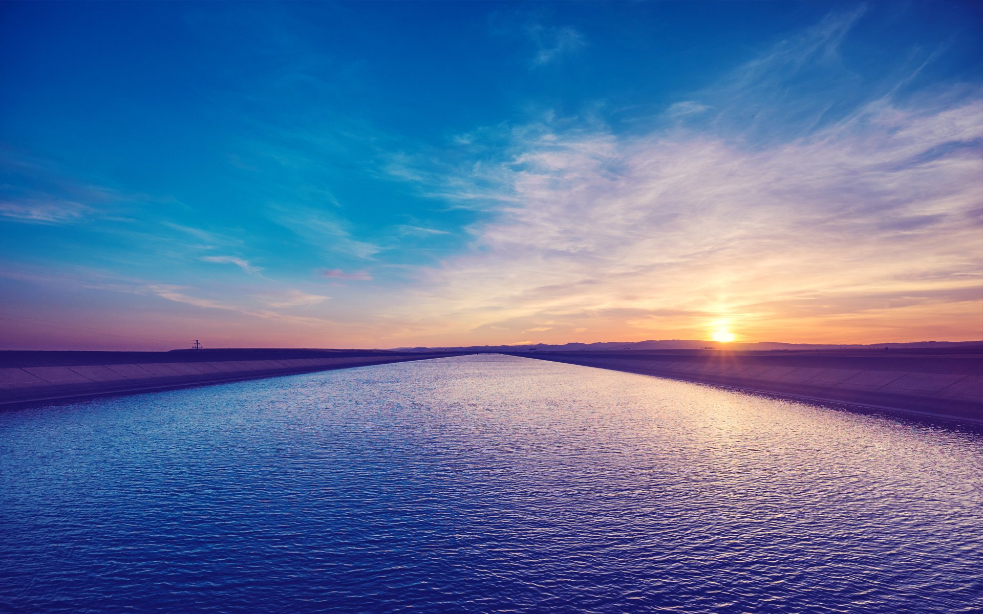 canal agua río puesta de sol cielo