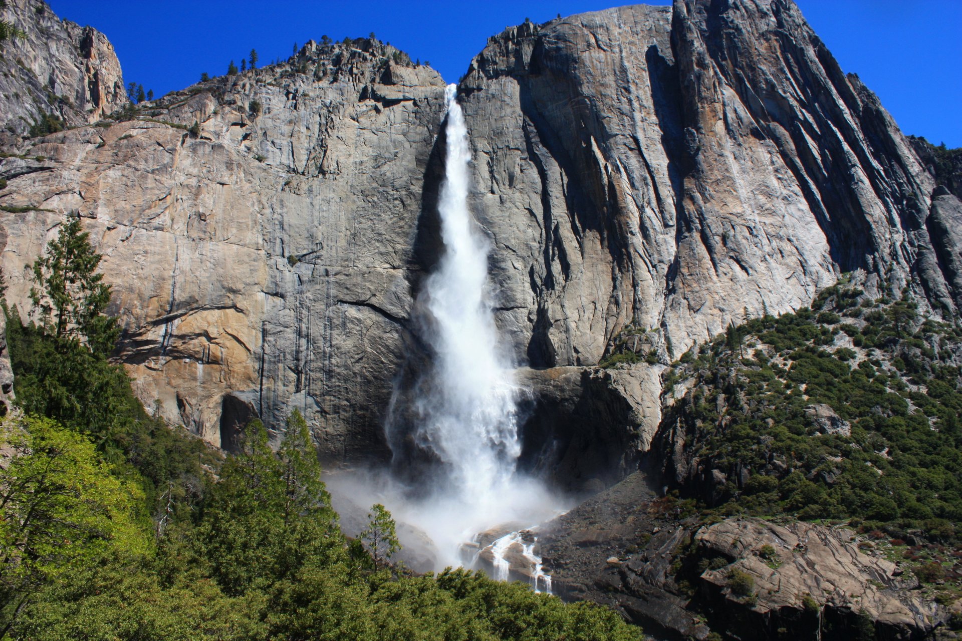 usa yosemite national park kalifornien berge felsen steine wasserfall