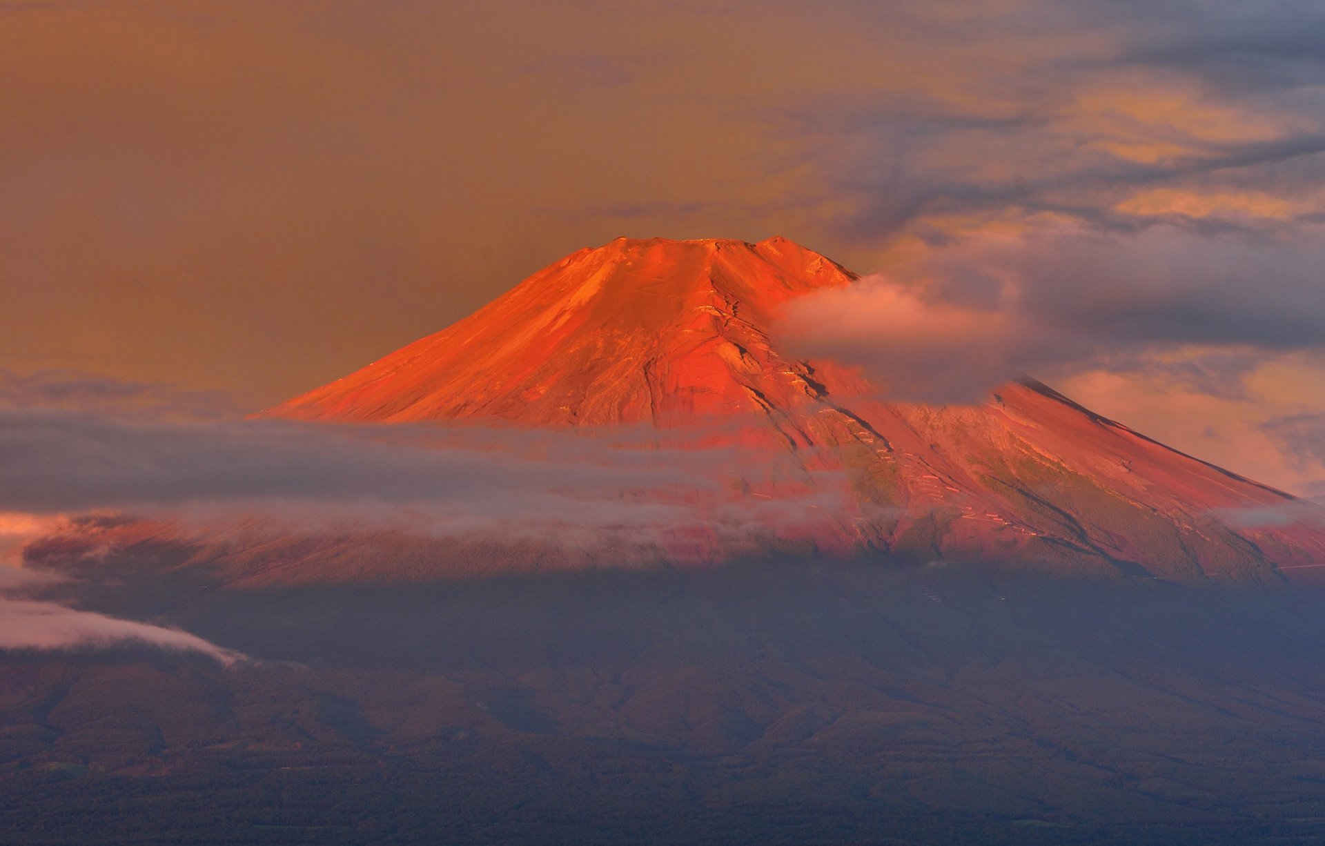 japón monte fuji cielo nubes puesta de sol