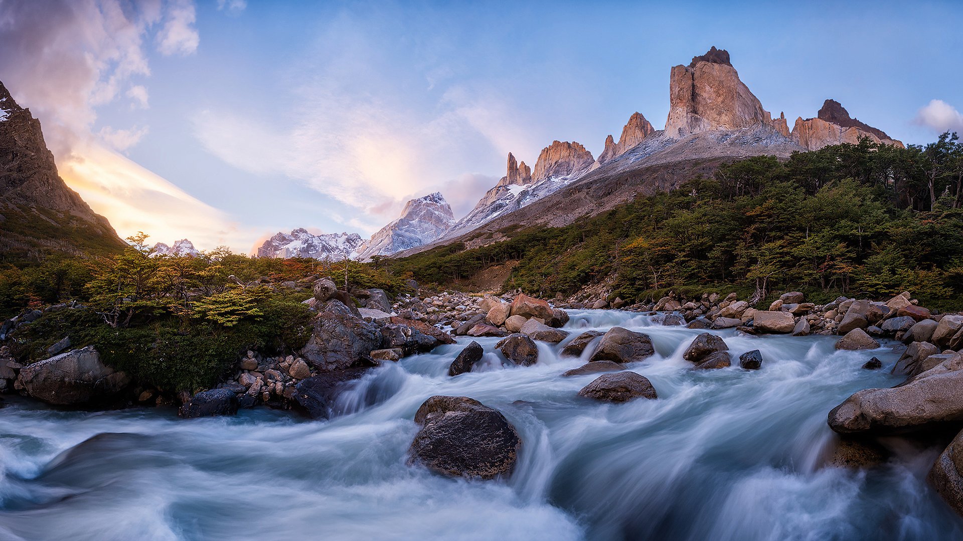 américa del sur chile patagonia montañas andes río corriente