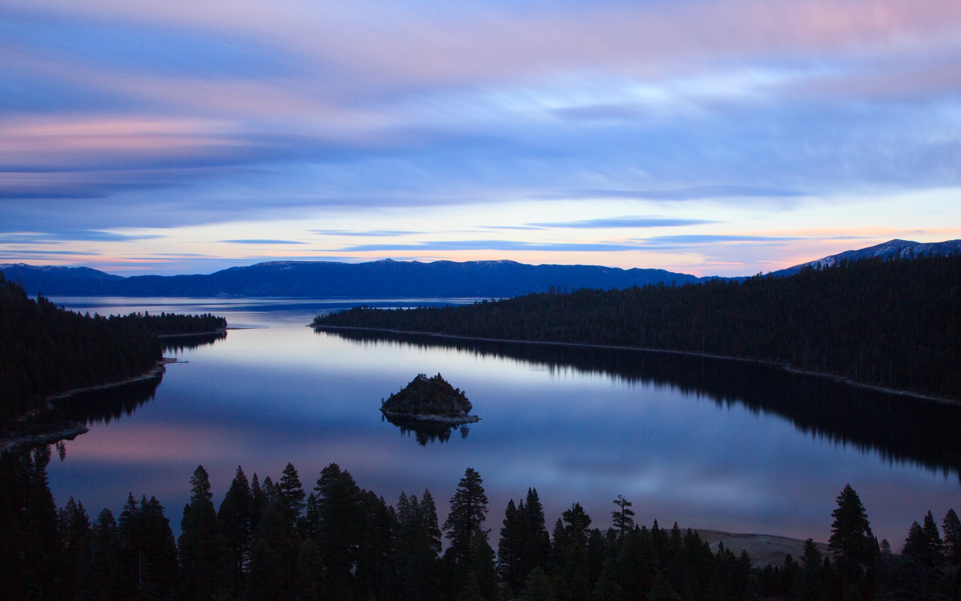 emerald bay lake tahoe kalifornia jezioro zachód słońca natura