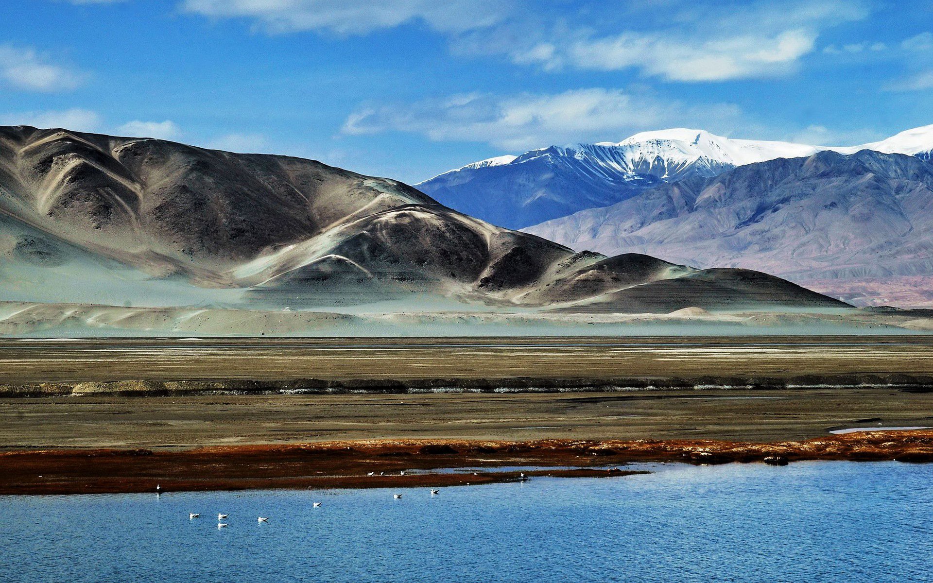 pamir sky clouds mountain lake