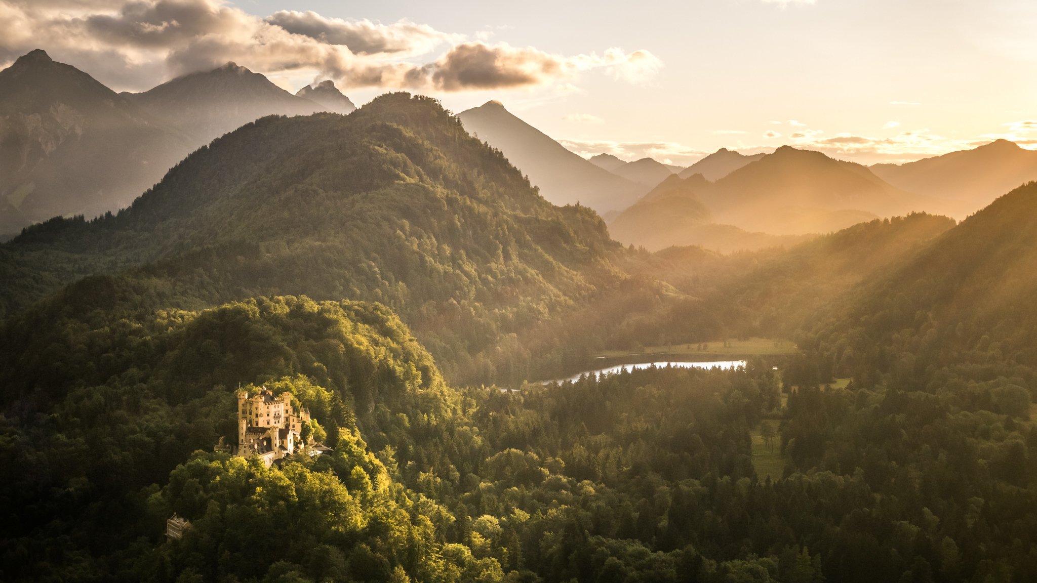 forest mountain valley hills castle