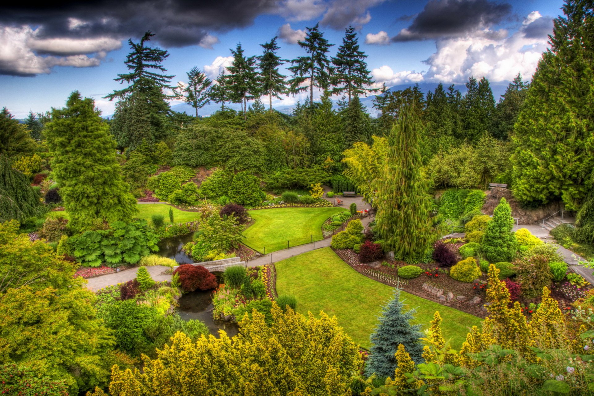 jardin de la reine elizabeth vancouver canada jardin verdure pelouses buissons arbres traitement