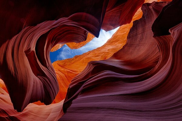 A piece of sky among the texture of rocks