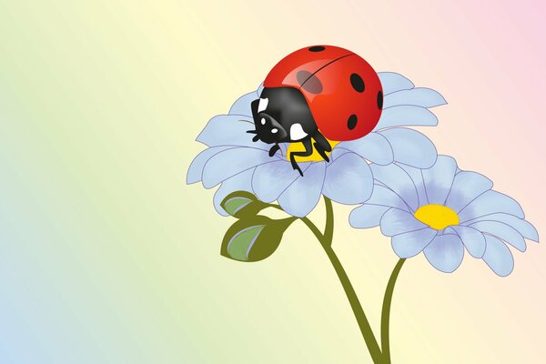 Incredibile disegno di coccinella e fiori