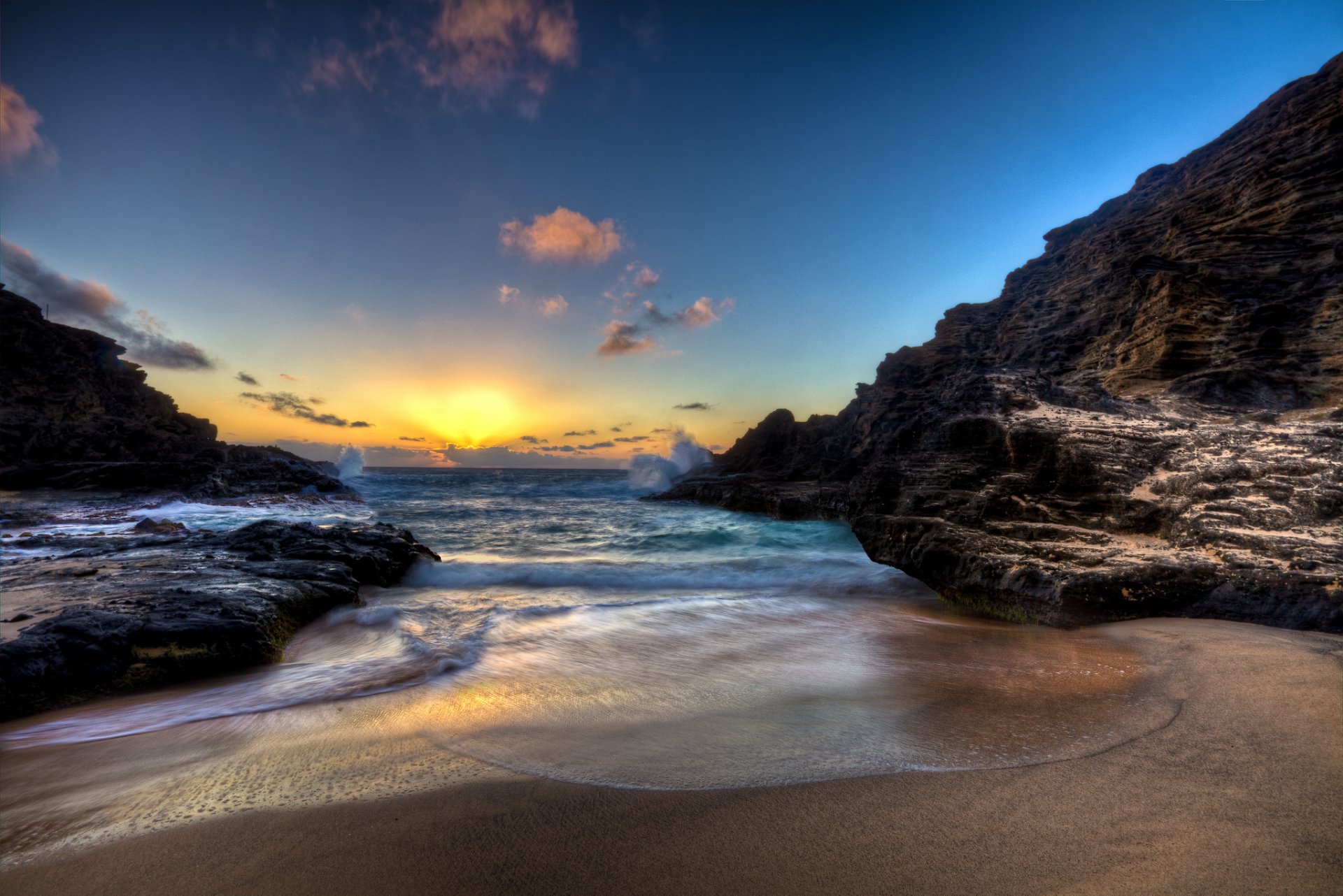 nature paysage ciel coucher de soleil plage océan soleil sable mer aube