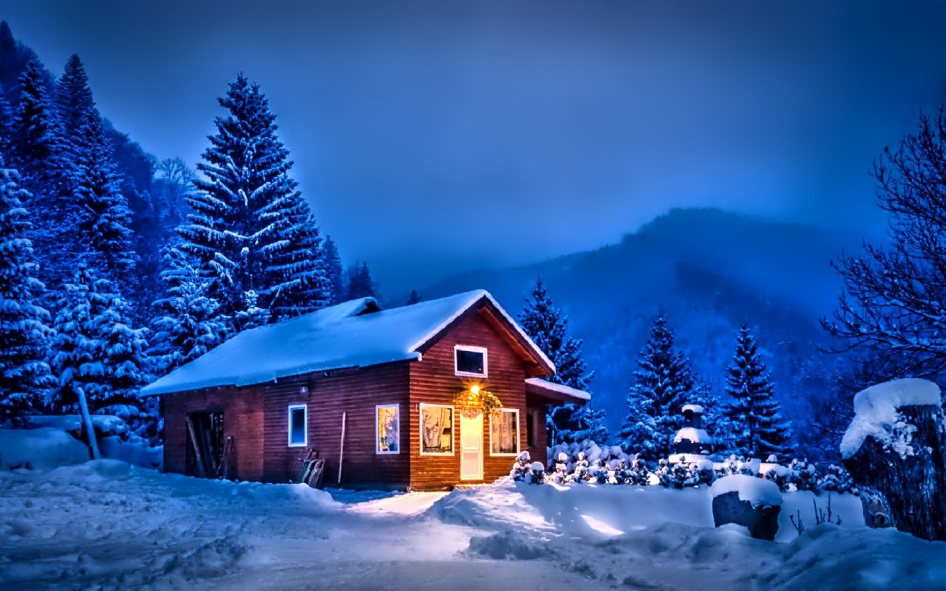 nature paysage hiver neige arbres ciel nuages