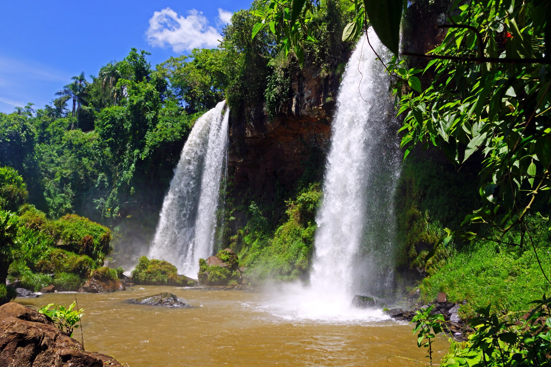 argentyna iguazu natura wodospad woda kamienie drzewa