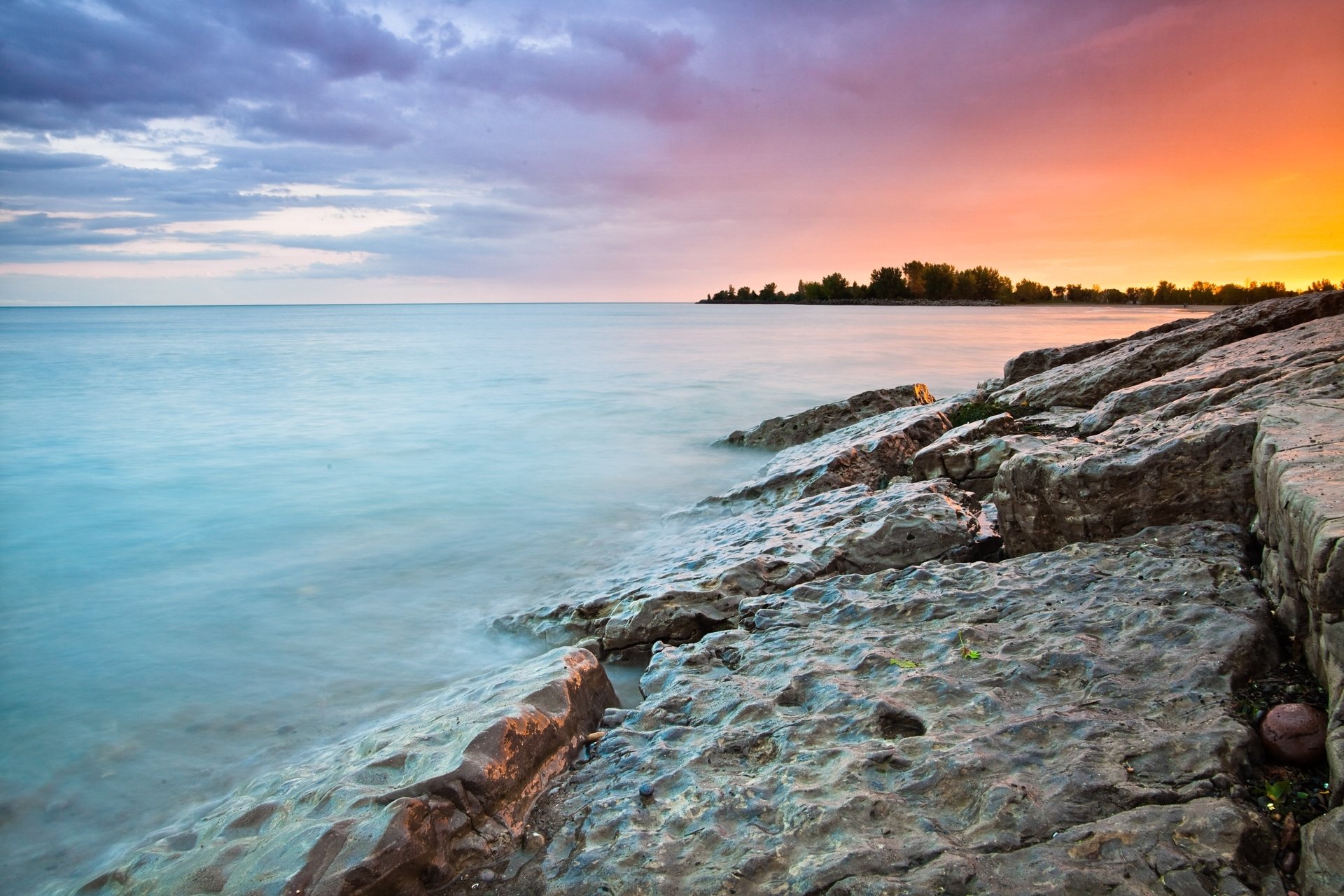 natur landschaft meer wasser welle wellen steine bäume horizont himmel hintergrund schönheit tapete widescreen vollbild widescreen widescreen