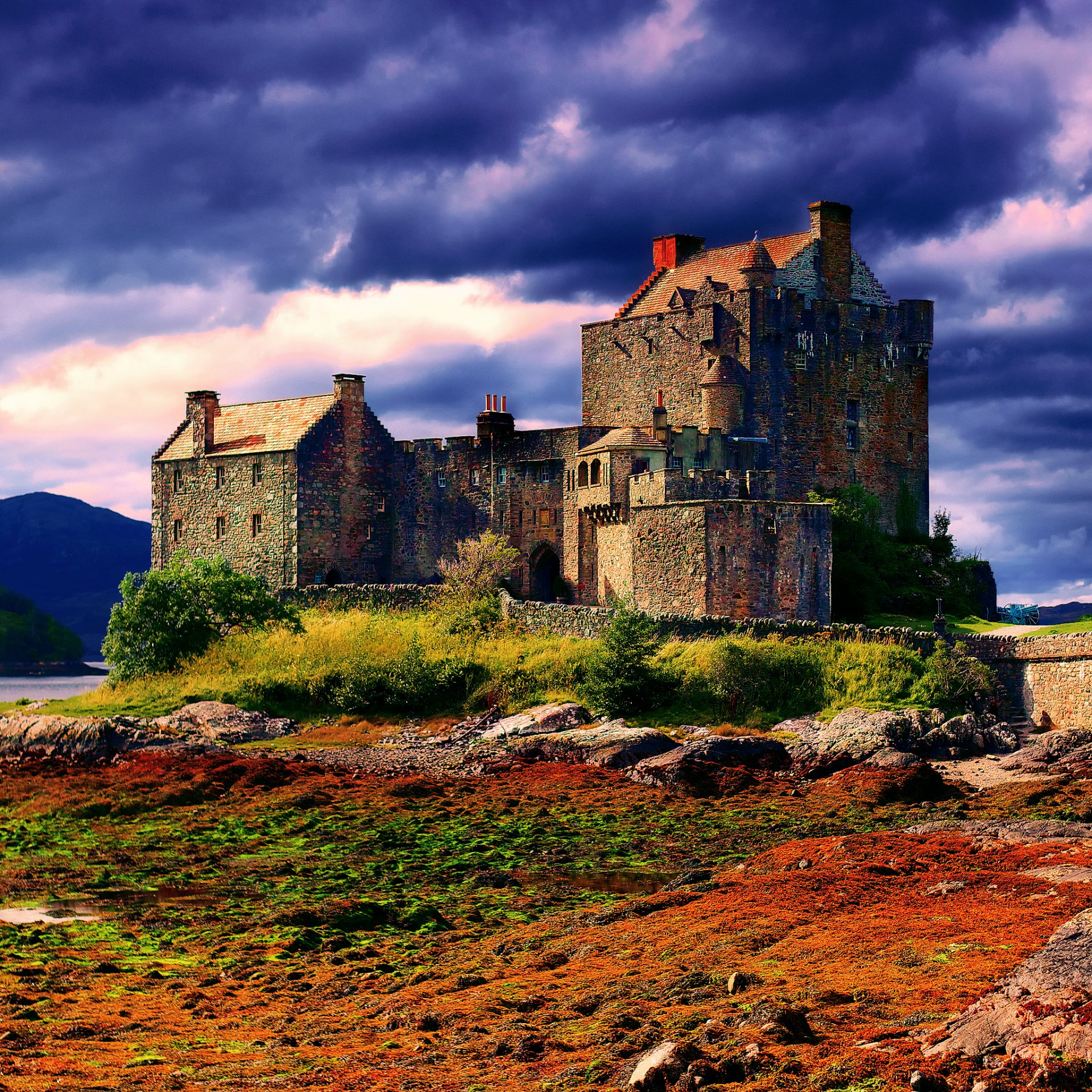 schottland schloss eilen-donan herbst september wolken wolken himmel