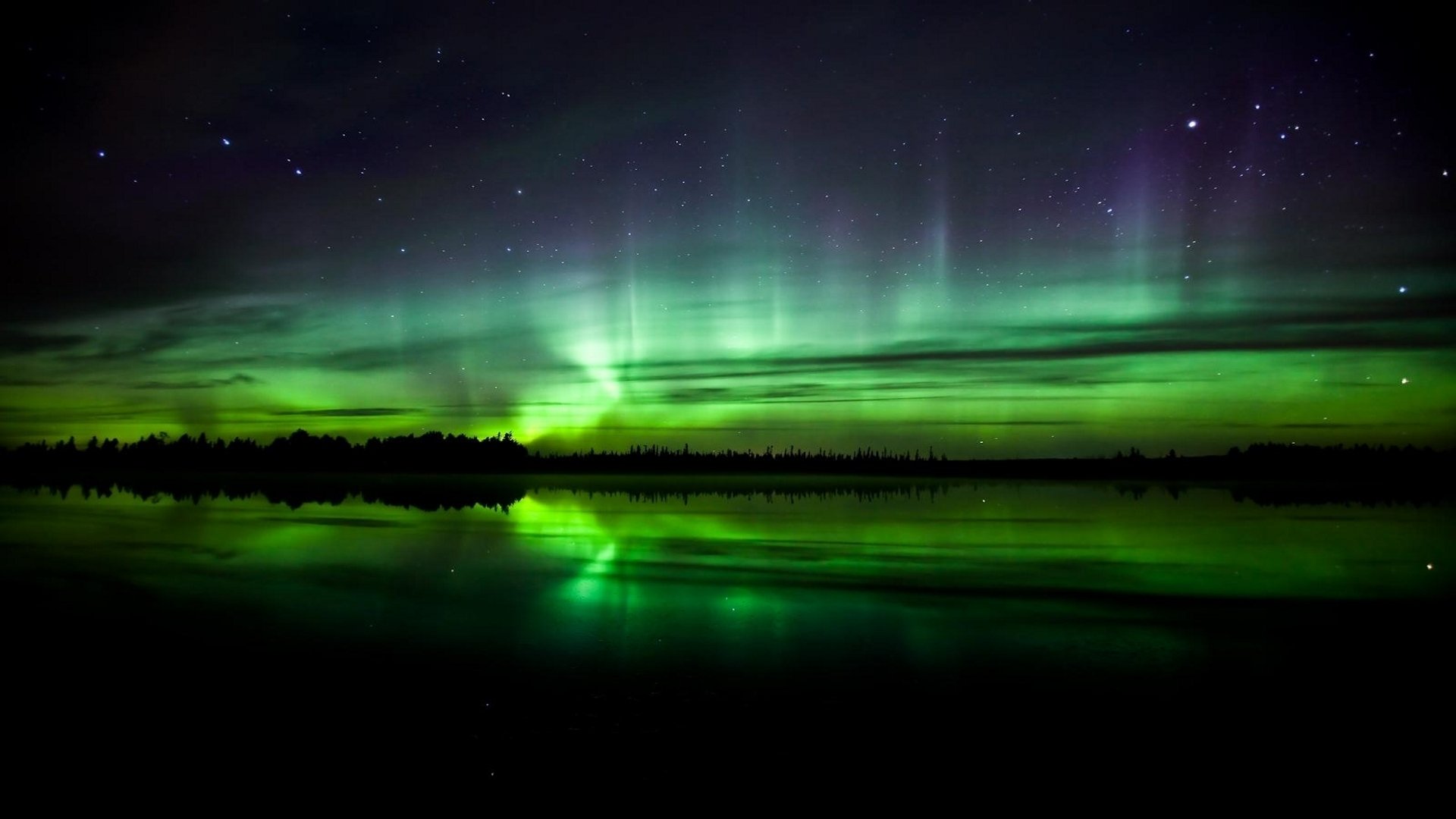 nature northern lights reflection water