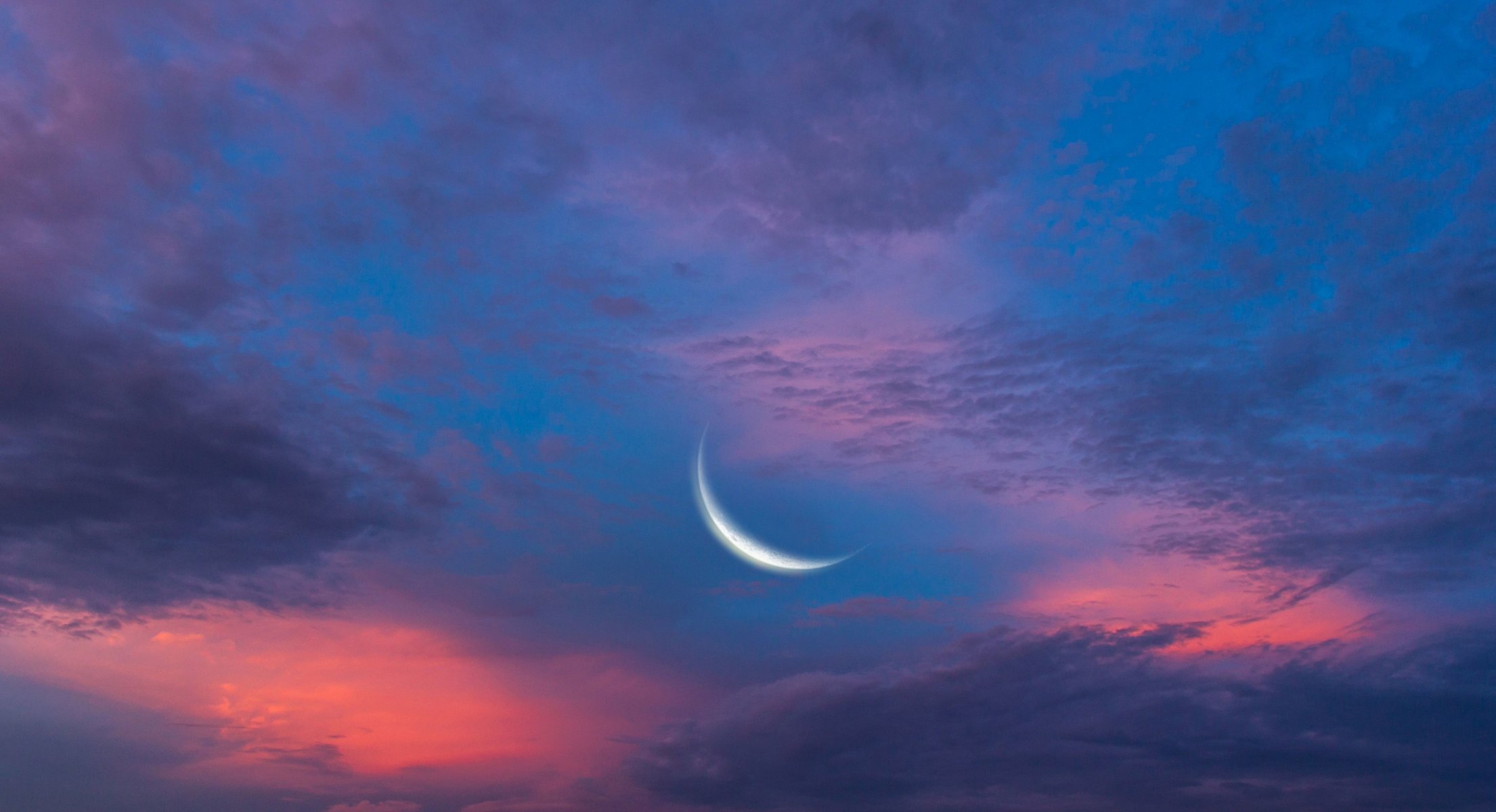 naturaleza cielo nubes mes luna media luna rosa azul noche fondo papel pintado pantalla ancha pantalla completa pantalla ancha pantalla ancha