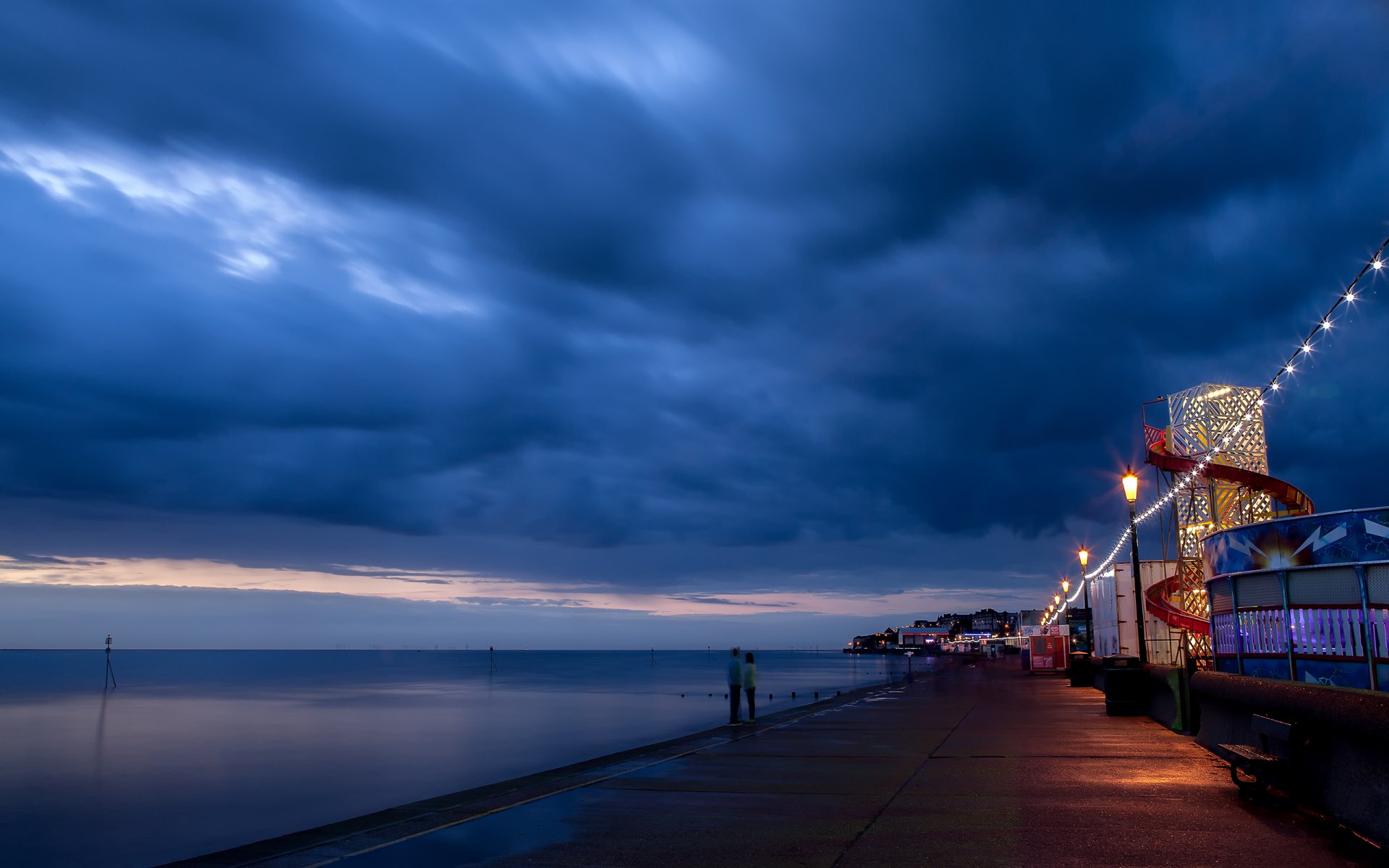 natur landschaft blau himmel wolken meer ozean nacht