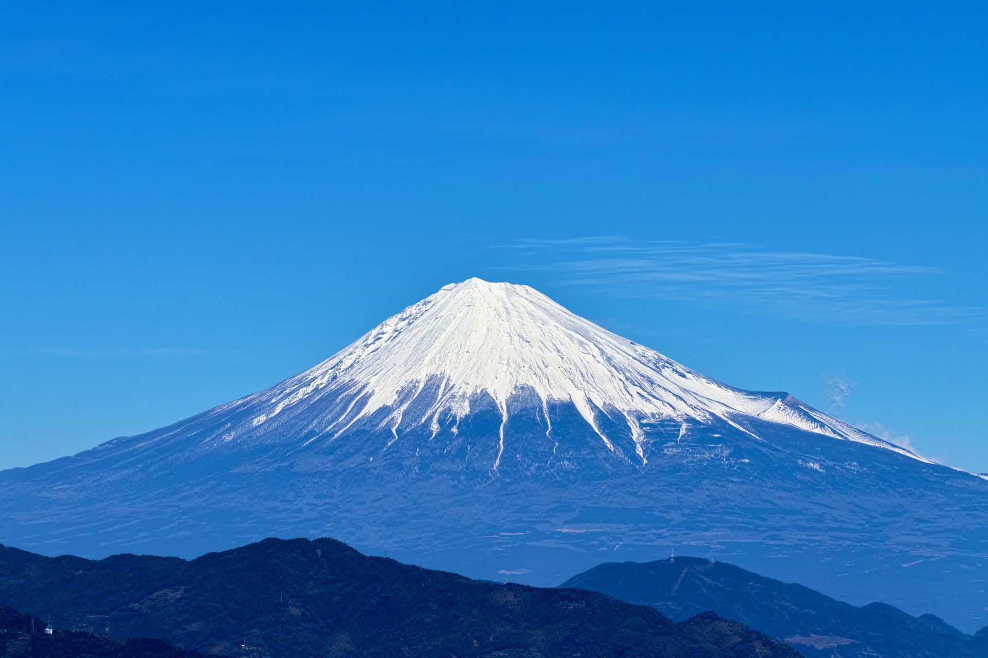 fuji fujiyama volcan montagne ciel bleu paysage japon neige