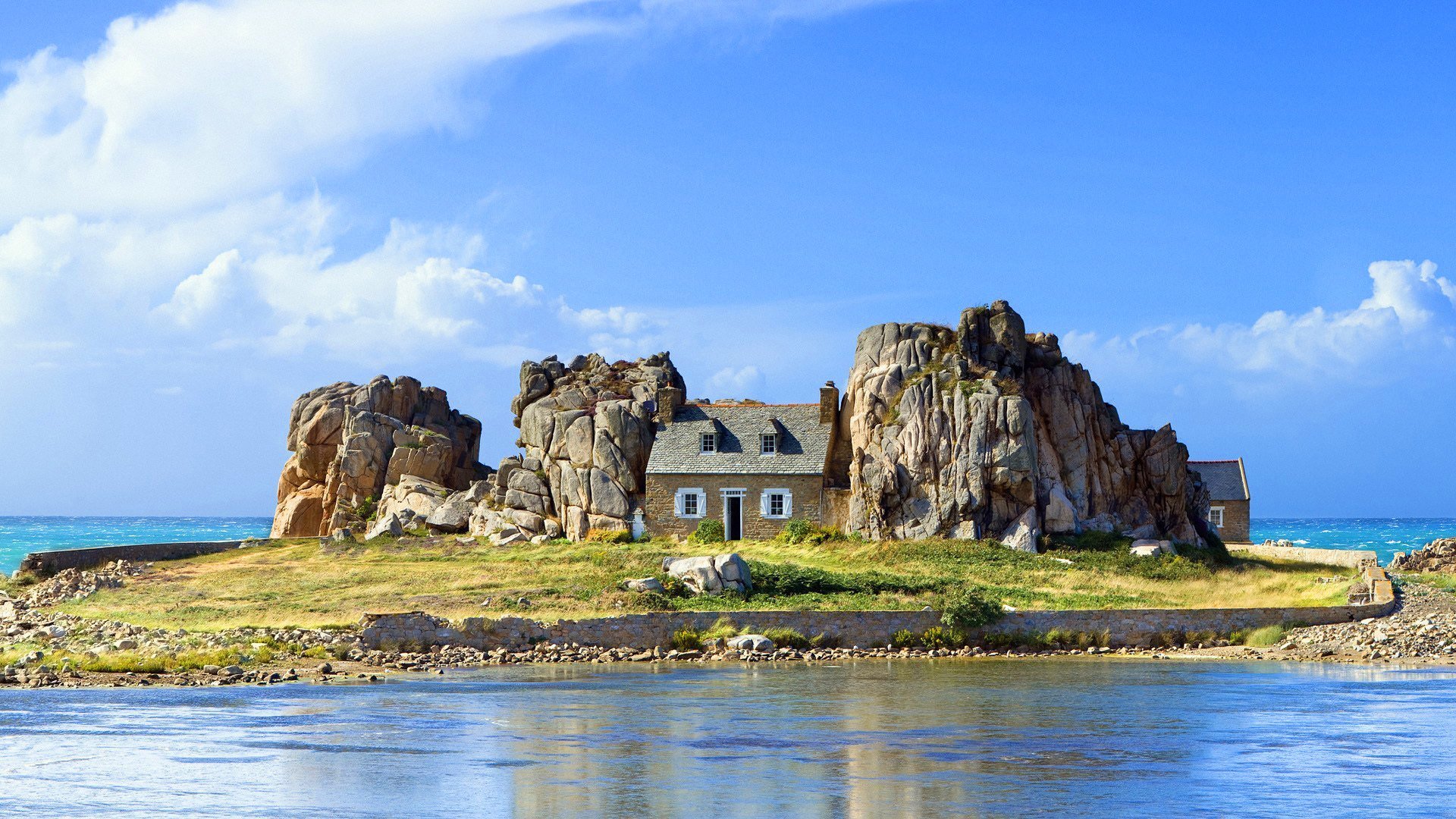 meer himmel hütte insel felsen paradies