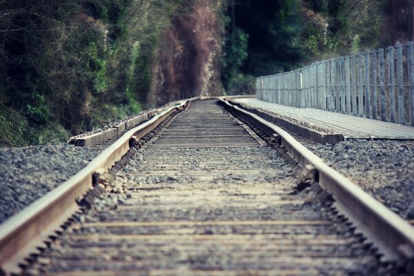 The road of rails and peron in the mountains