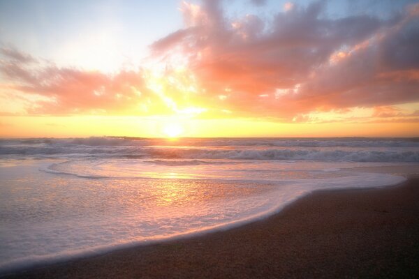 Morning seascape with waves