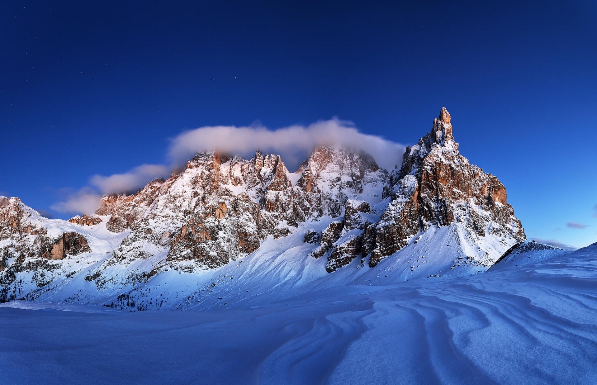 montañas nieve cielo invierno rocas paisaje naturaleza