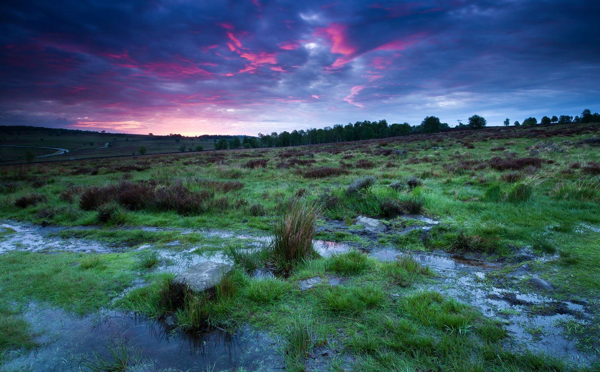 wielka brytania anglia hrabstwo derbyshire park narodowy natura wieczór zachód słońca niebo chmury