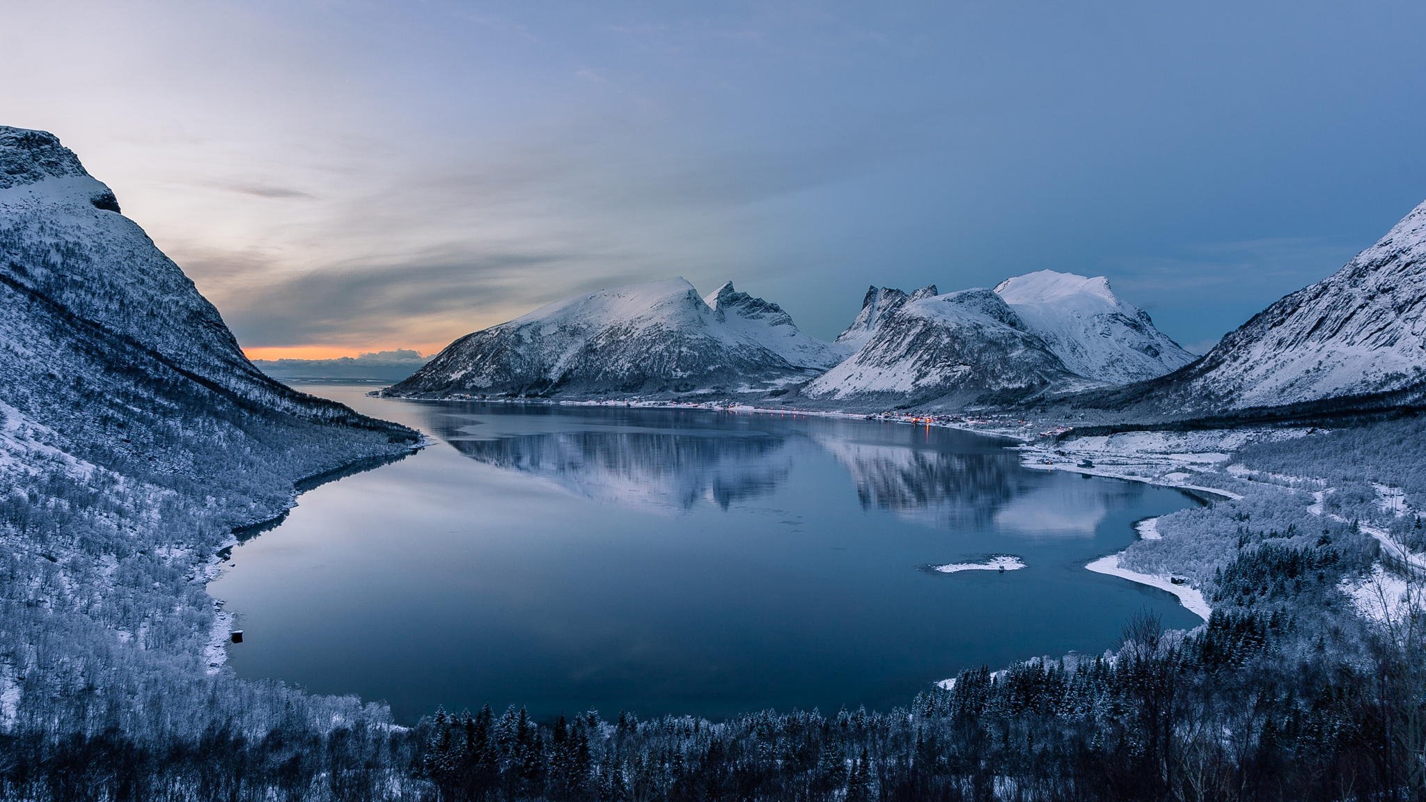 nature mountain winter snow forest lake landscape