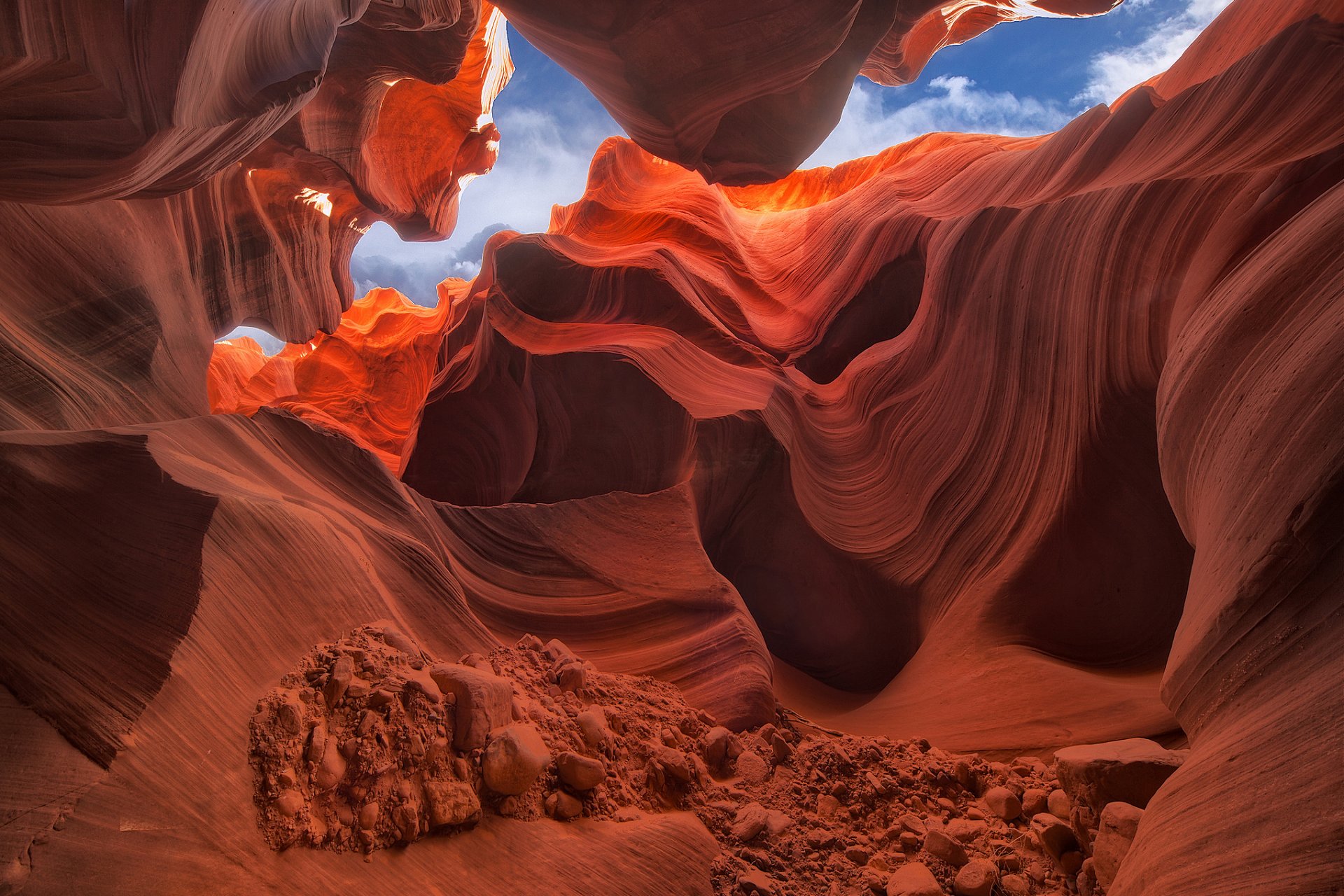 usa arizona natur schlucht antilopenschlucht felsen steine himmel janusz leszczynski foto