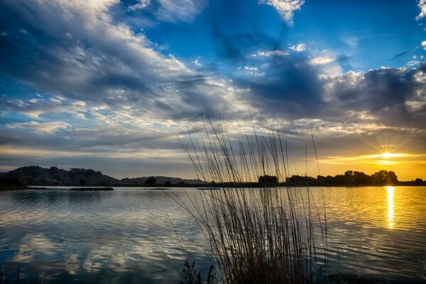 Sunrise in the morning by the lake