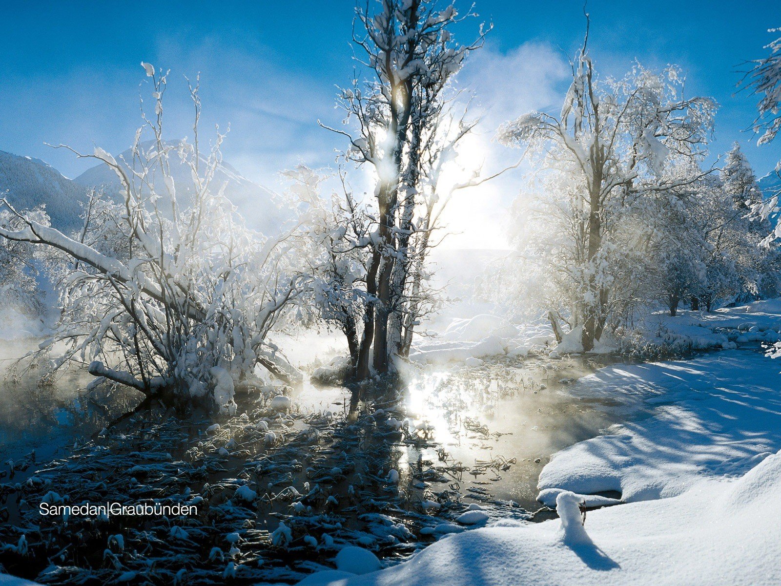 landscape winter snow sun