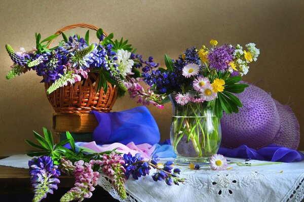 Painting still life wildflowers