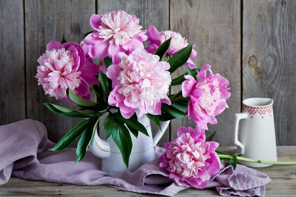 Today s theme with peonies in a jug