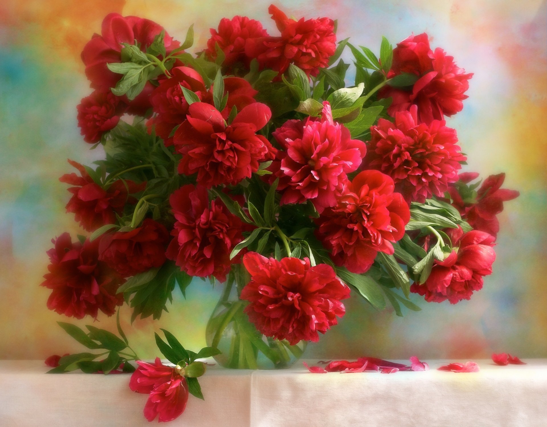 flores peonías ramo florero
