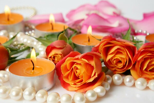 Decoration of the festive table with flowers