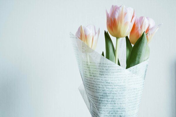 Delicate bouquet of flowers with tulips
