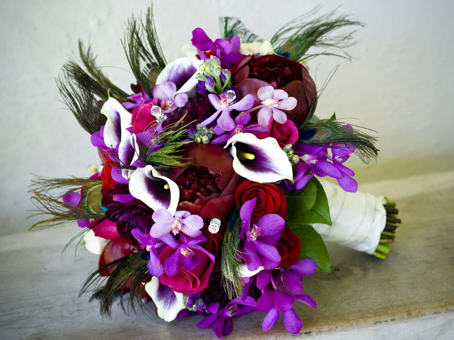 flower flowers bouquet orchids calla lilies roses rhinestones orchid peony