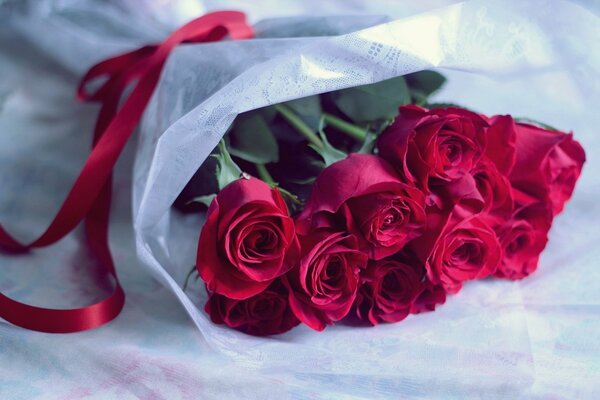 A gorgeous bouquet of red roses