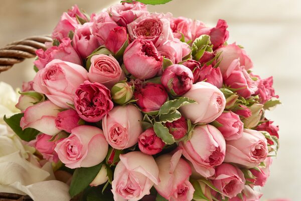 Beau bouquet de roses roses