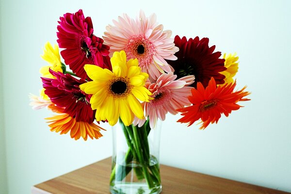 Beautiful bouquet of gerbera in a vase