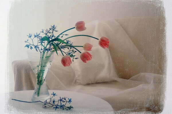 Bouquet of tulips in a vase