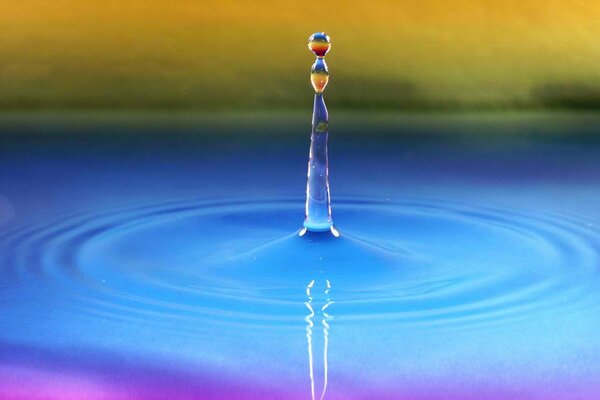 Splash of a drop of blue water