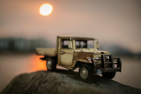 Foto macro del modello di camion giocattolo