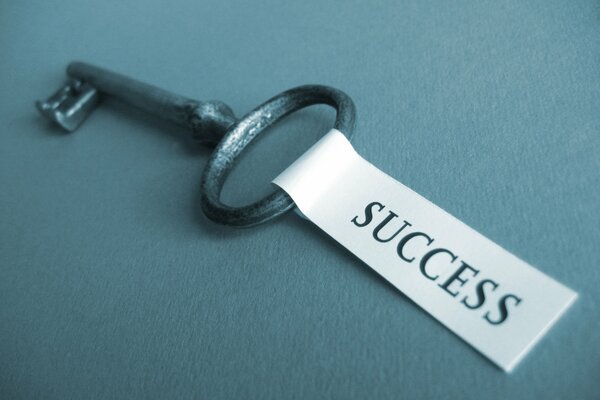 The symbol of the key to success on a solid background