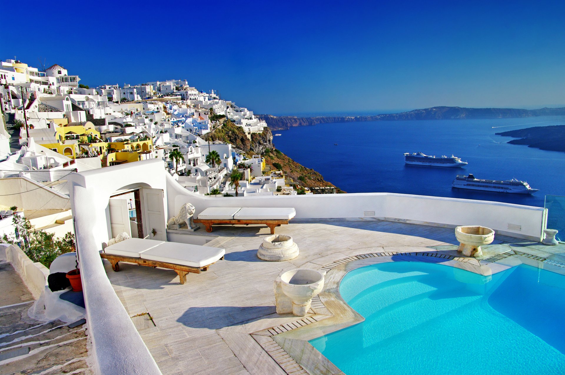 natur landschaft meer häuser griechenland santorini