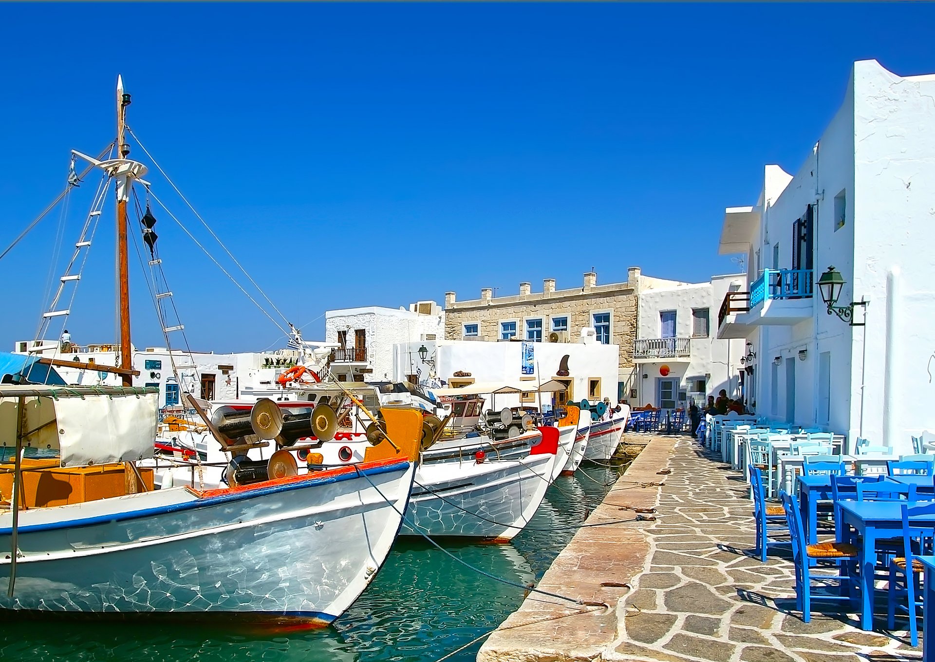 nature paysage ciel nuages maison mer grèce bateaux