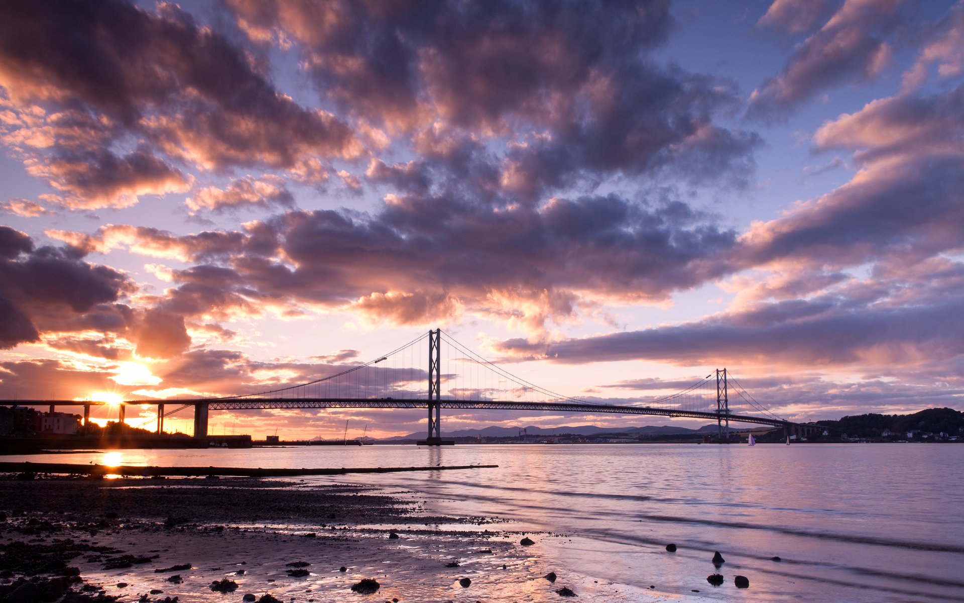 natura paesaggio cielo nuvole tramonto fiume ponte scozia