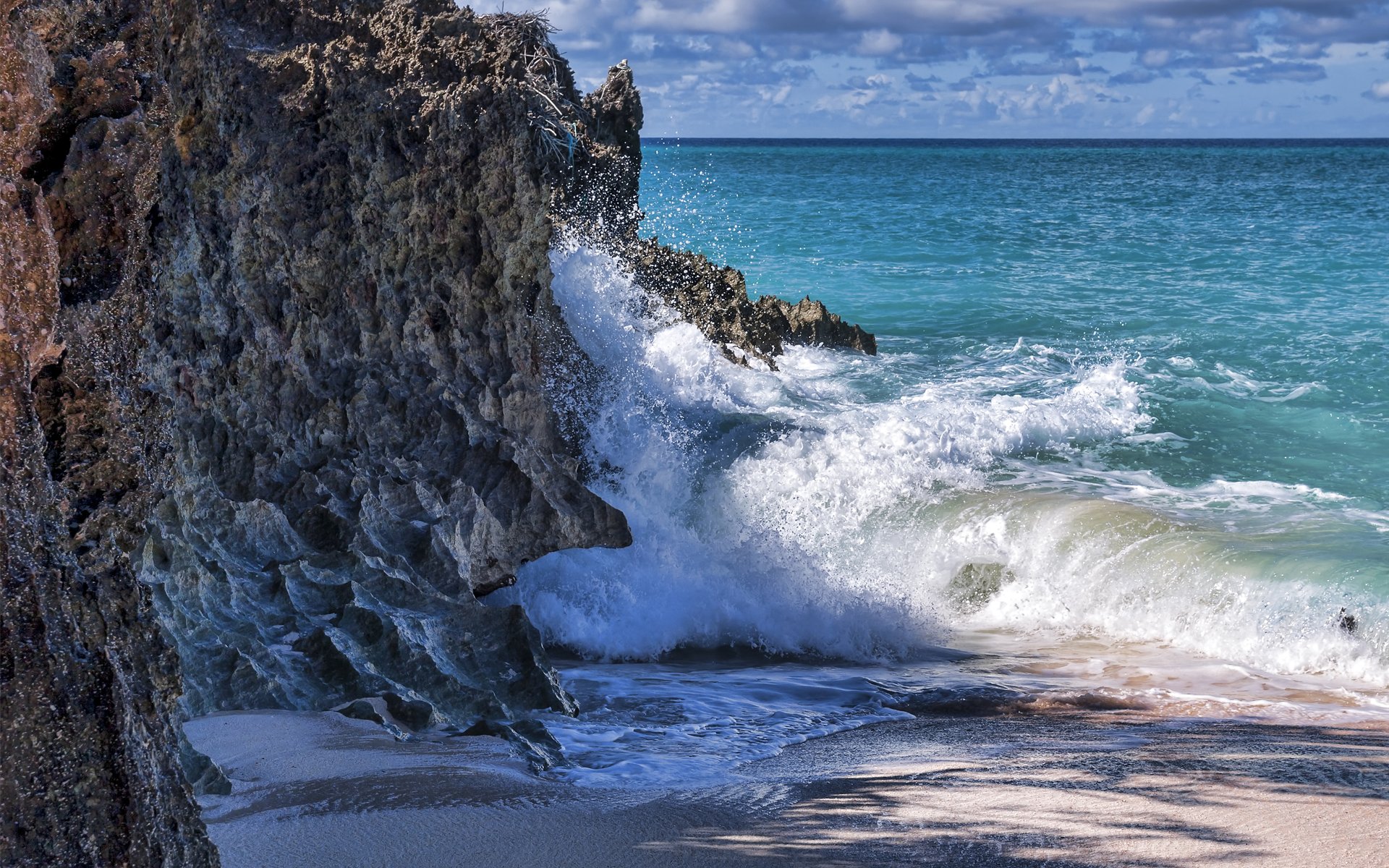 felsen meer wellen sand schaum