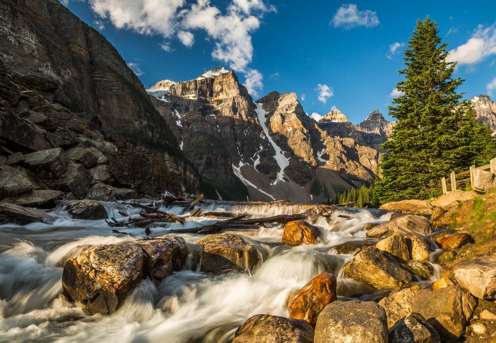 mountain river stones rock valley of the ten peak